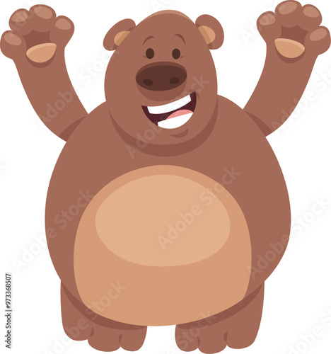 happy cartoon brown bear wild animal character