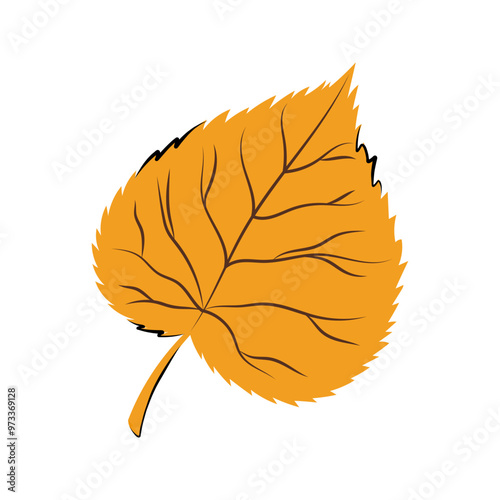 Cute autumn linden leaf. Vector illustration in flat and Doodle style for the autumn design