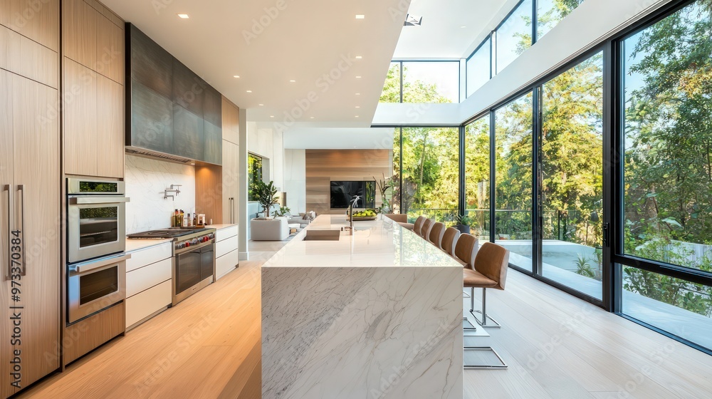 custom made wallpaper toronto digitalModern Minimalist Kitchen featuring sleek lines, neutral colors, and state-of-the-art appliances, designed for functionality and style in a contemporary home.