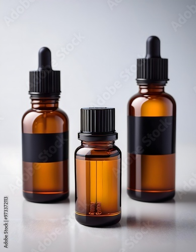 Essential oils in dark glass bottles