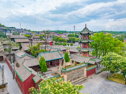 Aerial photography of Wang Family Courtyard in Lingshi County, Jinzhong, Shanxi photo