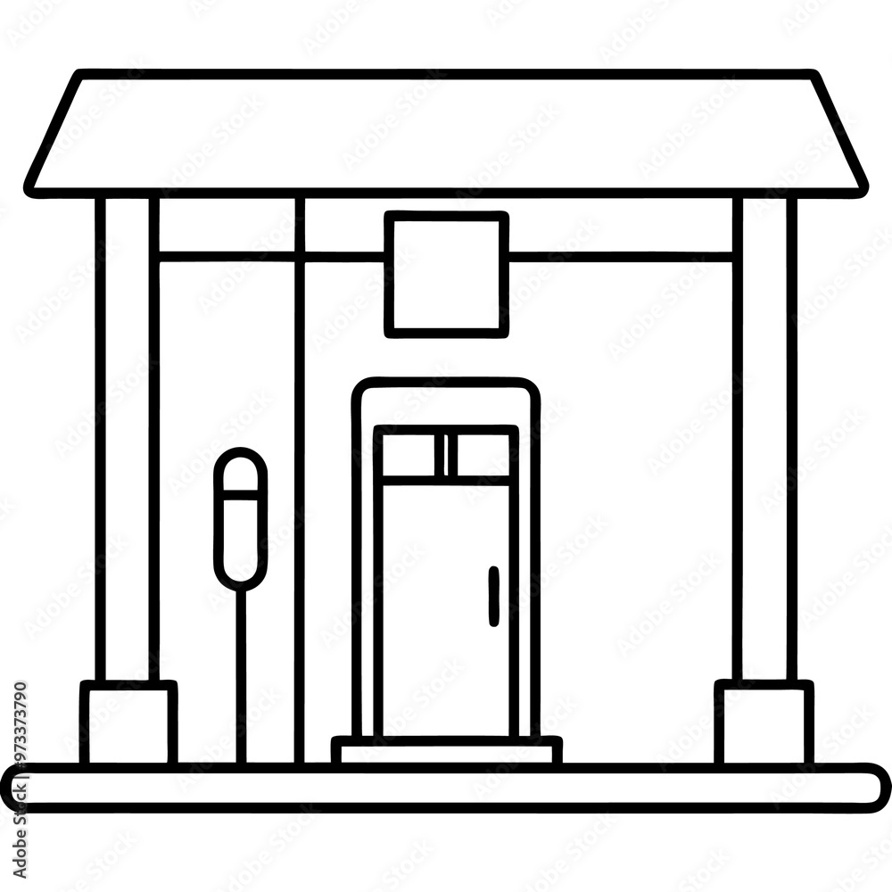 gas station outline coloring book page line art drawing gas station outline coloring book page line art drawing