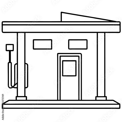 gas station outline coloring book page line art drawing
