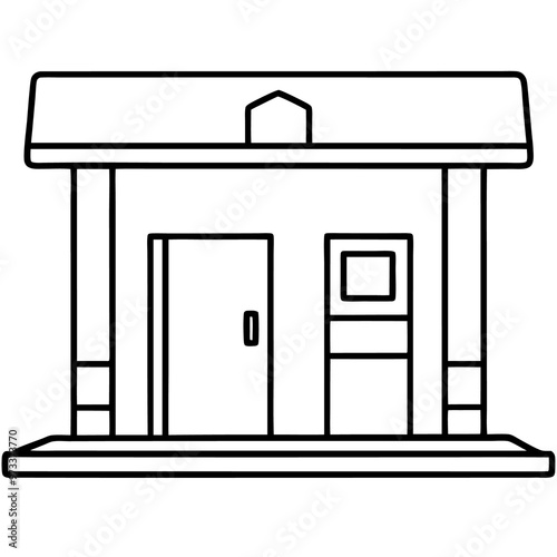 gas station outline coloring book page line art drawing