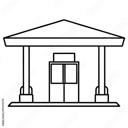 gas station outline coloring book page line art drawing