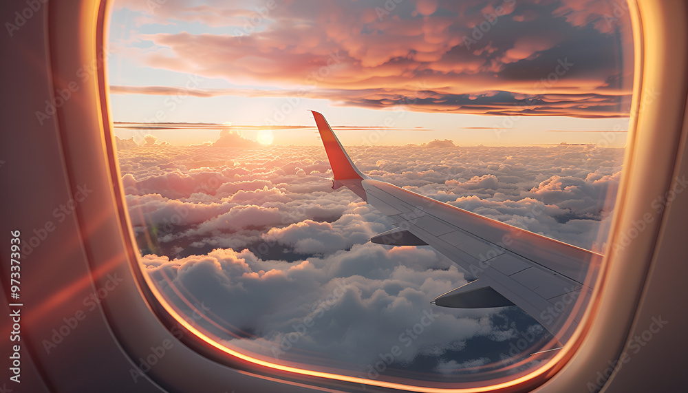 airplane flying in the sky amazing clouds in the background - Travel by air transport airplane flying in the sky amazing clouds in the background - Travel by air transport