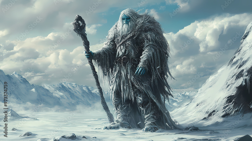 Obraz premium Ice, wraith, frosty, phantom, chilling, tundra fantasy character. Tundra. Illustration