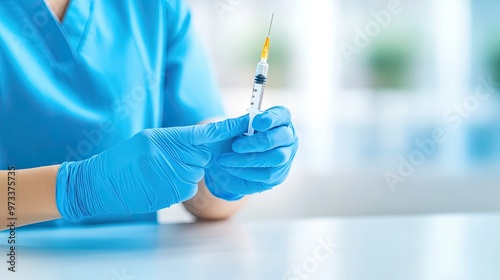 Serene Healthcare Professional Explaining Vaccination to Patient in Washed Clinic Interior - Calm Medical Consultation Scene