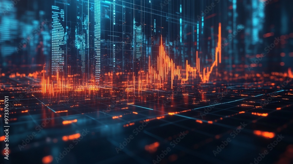 Obraz premium Digital graph interface, stock market