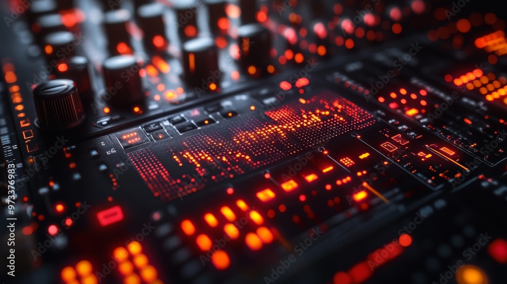 Abstract Digital Visualization of Podcast and Streaming Strategy Equipment and Interface Abstract Digital Visualization of Podcast and Streaming Strategy Equipment and Interface