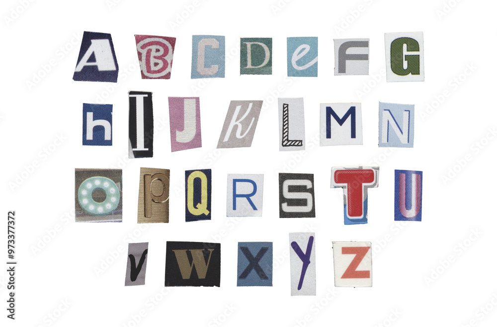 Set of cut-out English alphabet from magazines on a transparent background, retro y2k style Set of cut-out English alphabet from magazines on a transparent background, retro y2k style