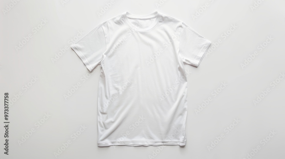 Mockup of a white plain t-shirt on a white background, isolated flat lay. Mockup of a white plain t-shirt on a white background, isolated flat lay.