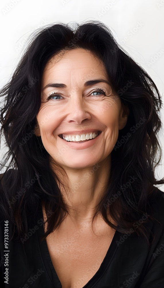 Happy confident mature woman with natural skin healthy on white background Happy confident mature woman with natural skin healthy on white background
