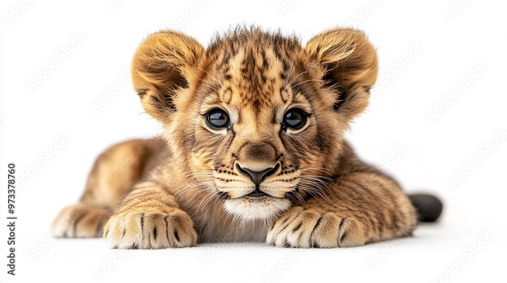 lion cub on white background perfect for wildlife photography or showcasing the beauty and innocence of young lions in a clean setting lion cub on white background perfect for wildlife photography or showcasing the beauty and innocence of young lions in a clean setting