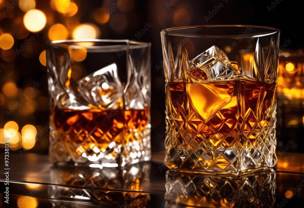 elegant premium whiskey glass filled luxurious rich amber liquid reflecting light showcasing exquisite details, drinkware, craftsmanship, elegance