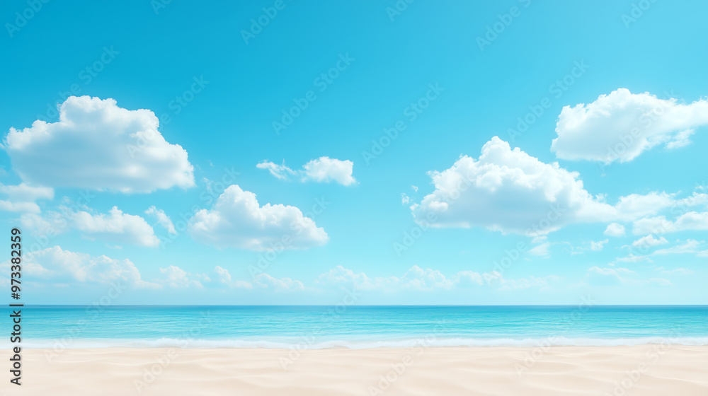 custom made wallpaper toronto digitalCalm beach with turquoise water and fluffy clouds
