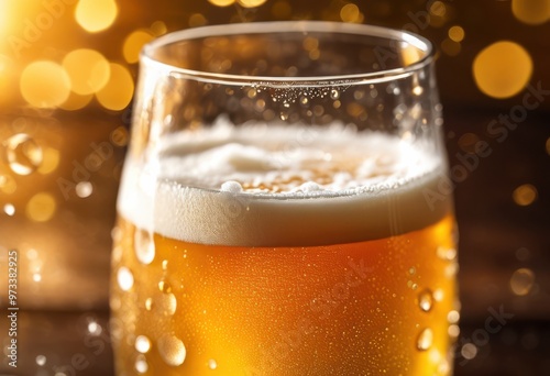 Wallpaper Mural close view frothy beer glass capturing rich golden color creamy foam texture, ale, amber, artisanal, beverage, bottle, brew, brewery, carbonation, cask Torontodigital.ca