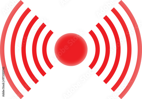Red pain symbol radiating waves of discomfort, ideal for topics such as health, illness, etc