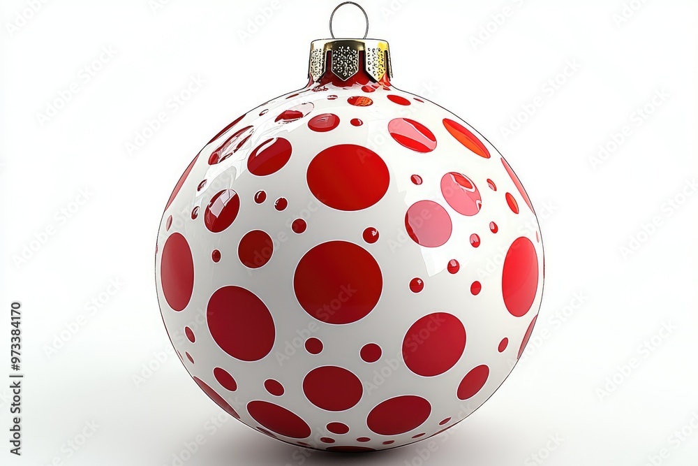 Bright red and white Christmas ornament adorned with playful polka dots, adding festive cheer to holiday decorations during the joyful winter season