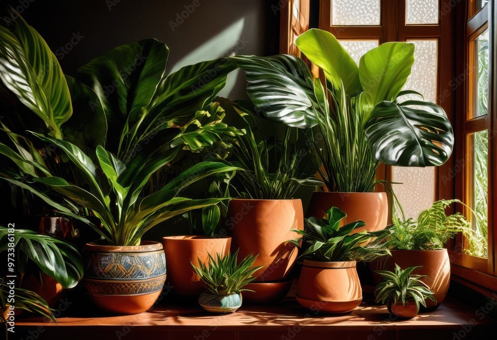 vibrant collection houseplants displaying rich variety textures colors lively indoor setting, foliage, green, leaf, potted, succulent, cactus, flower vibrant collection houseplants displaying rich variety textures colors lively indoor setting, foliage, green, leaf, potted, succulent, cactus, flower