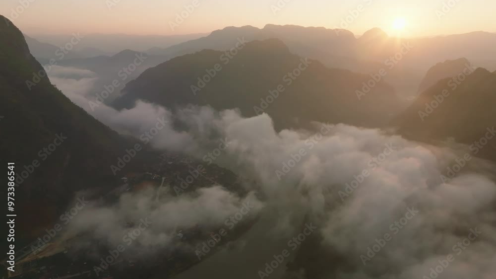 Drone Nong Khiaw in Clouds (Laos) Drone Nong Khiaw in Clouds (Laos)