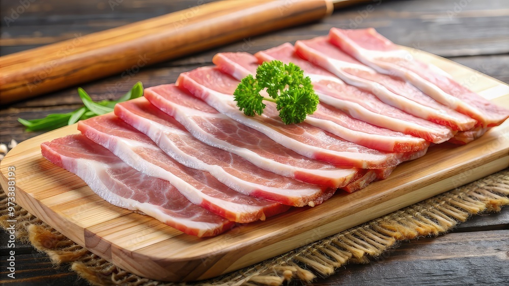 Fresh raw bacon isolated on white background Fresh raw bacon isolated on white background