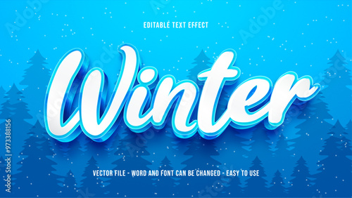 Winter editable text effect, snow text style effect