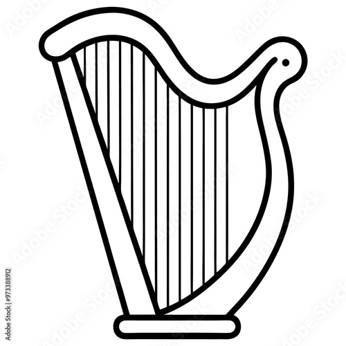 harp outline coloring book page line art drawing