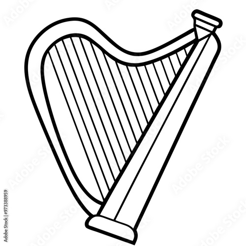 harp outline coloring book page line art drawing