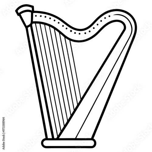 harp outline coloring book page line art drawing