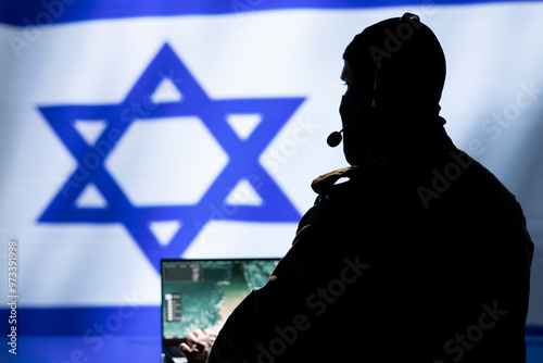 Iranian spy in intelligence agency control room uses military tech to identify threats during Arab Israeli conflict. Mossad secret agent uses software to do war covert operations