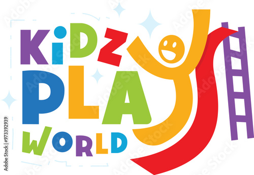 A colorful and fun logo design for a children's play area featuring slides and playful elements, ideal for family entertainment parks