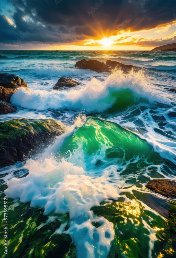 stunning vibrant sea views featuring captivating wave action lively ocean dynamics, beach, waves, water, coastline, shore, landscape, scenery, marine stunning vibrant sea views featuring captivating wave action lively ocean dynamics, beach, waves, water, coastline, shore, landscape, scenery, marine