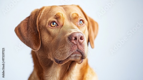 A beautiful portrait showcasing a loyal and loving Golden Labrador Retriever dog breed