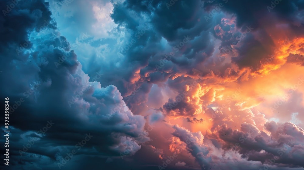 Sunset with stormy clouds before rain Sunset with stormy clouds before rain