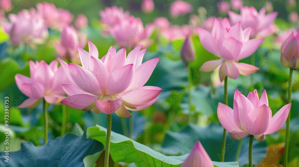 Summer sees pink lotus blossoms Summer sees pink lotus blossoms