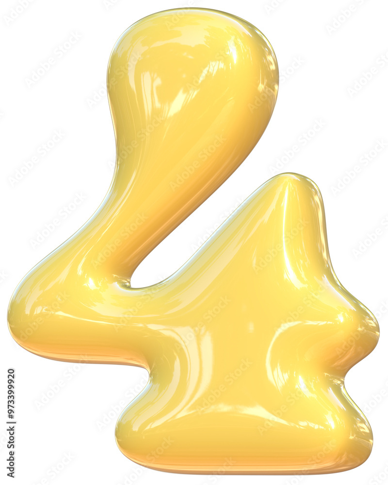 Four 4 cute 3D number alphabet kawaii and colorful letters Four 4 cute 3D number alphabet kawaii and colorful letters