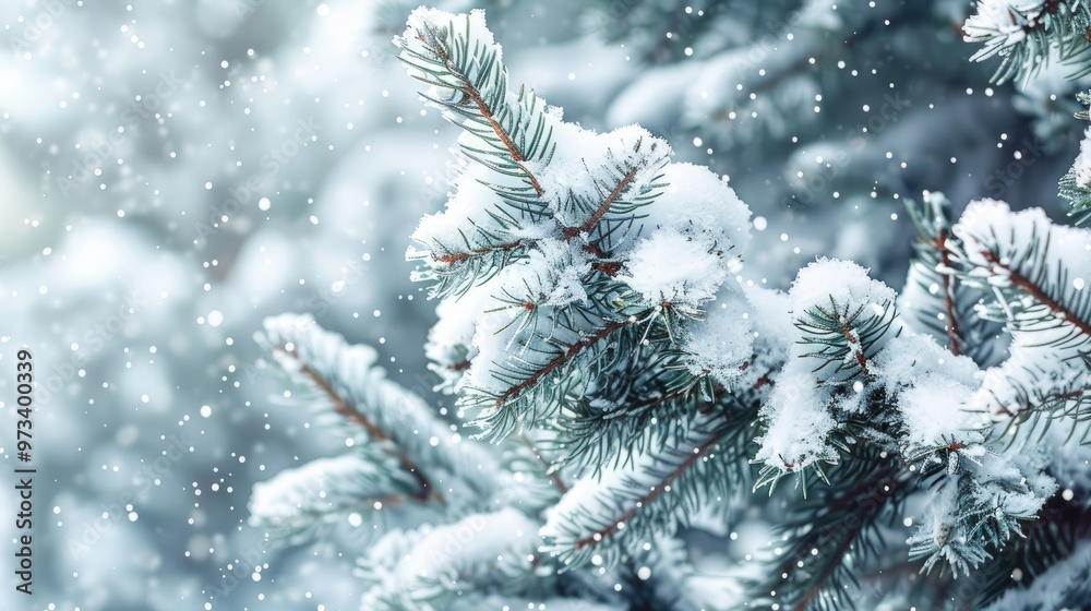Snow covered fir branches Snow covered fir branches