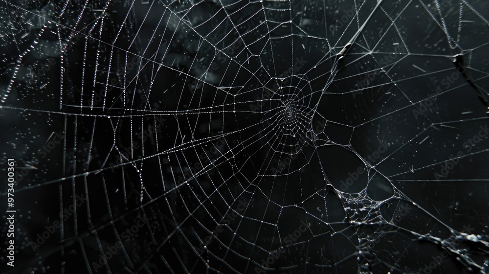 Obraz premium Spiderweb on a dark backdrop