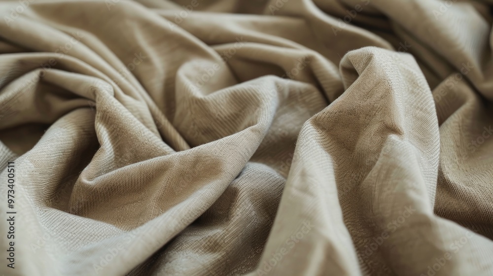 Fototapeta premium Soft folds of light brown cotton jersey fabric