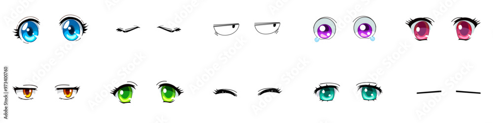 Obraz premium Set of eyes in anime or manga style vector.