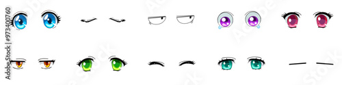 Set of eyes in anime or manga style vector.