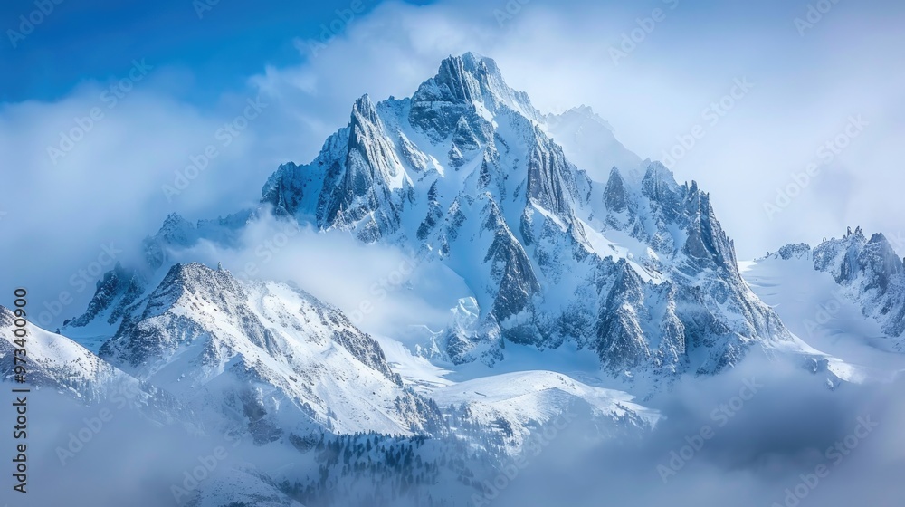 Snow covered peak in the French mountains Snow covered peak in the French mountains