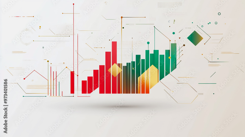 charts and graphs with statistics to innovative analyze business potential and forecast future development of companies growth.