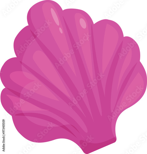 This illustration features a pink scallop seashell closing up tightly