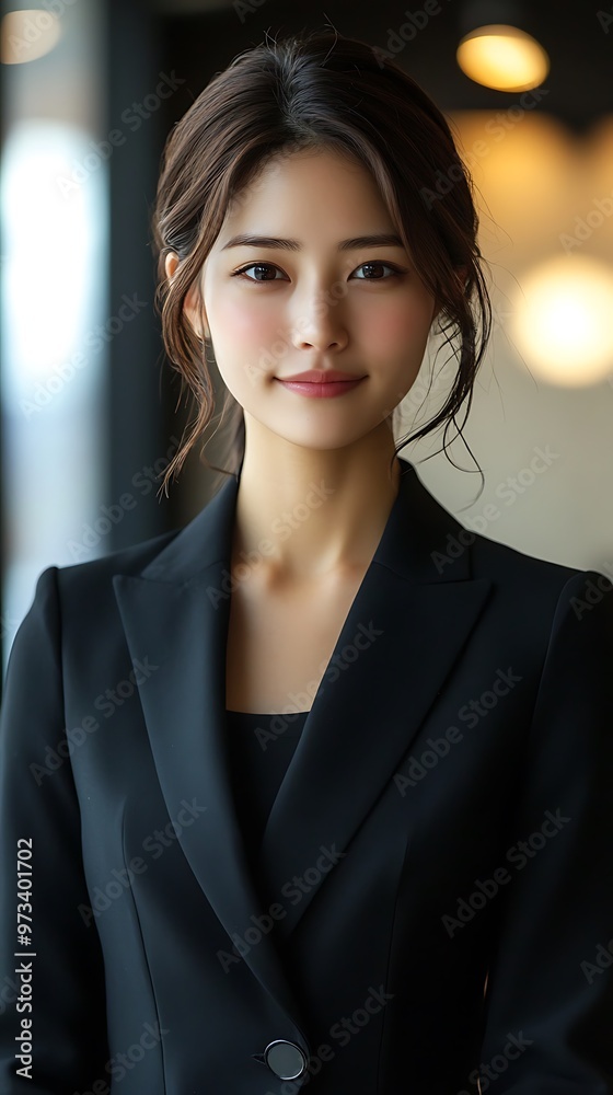 Young Woman with a Sweet Smile in Black Blazer Young Woman with a Sweet Smile in Black Blazer
