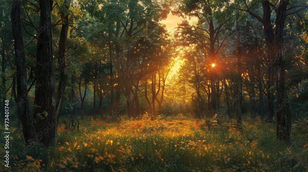 Sunset at the edge of the forest Sunset at the edge of the forest