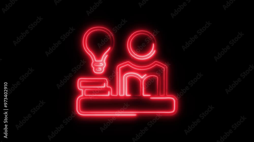 Studying Icon in Video HD Neon Animation – Education and Learning Symbol with Dynamic Glow on Black Background Studying Icon in Video HD Neon Animation – Education and Learning Symbol with Dynamic Glow on Black Background