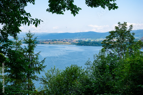 Czorsztyn reservoir in Niedzica in the Polish mountains