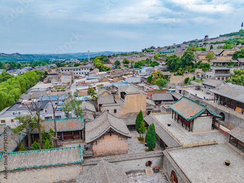 Aerial photography of Wang Family Courtyard in Lingshi County, Jinzhong, Shanxi photo